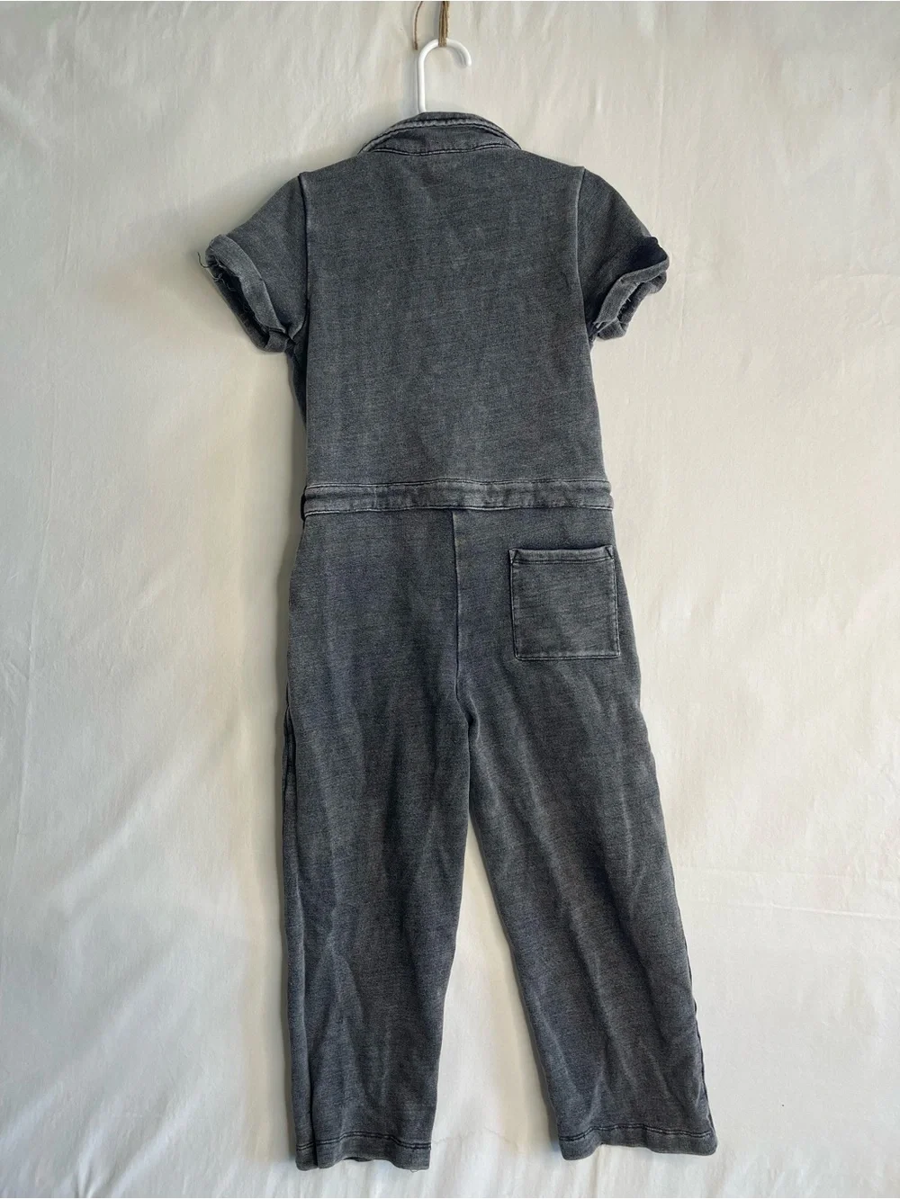 Rags to Raches Charcoal One-Piece Bodysuit with‎ Pink Zip and Tan Pocket
